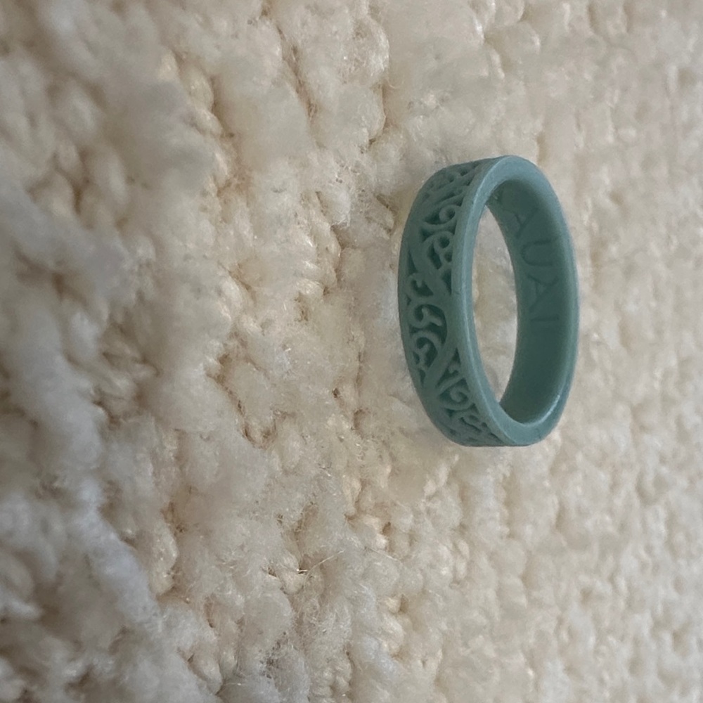 Aqua Silicone Ring with Intricate Design